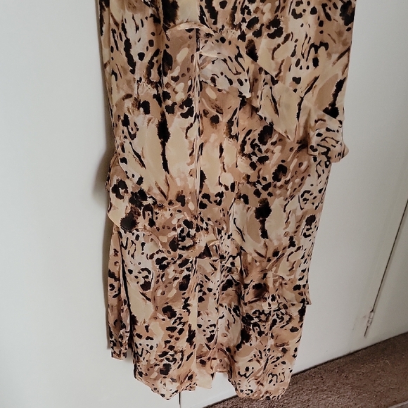 Bar||| Beige Printed Ruffle Slip Dress - Picture 5 of 11